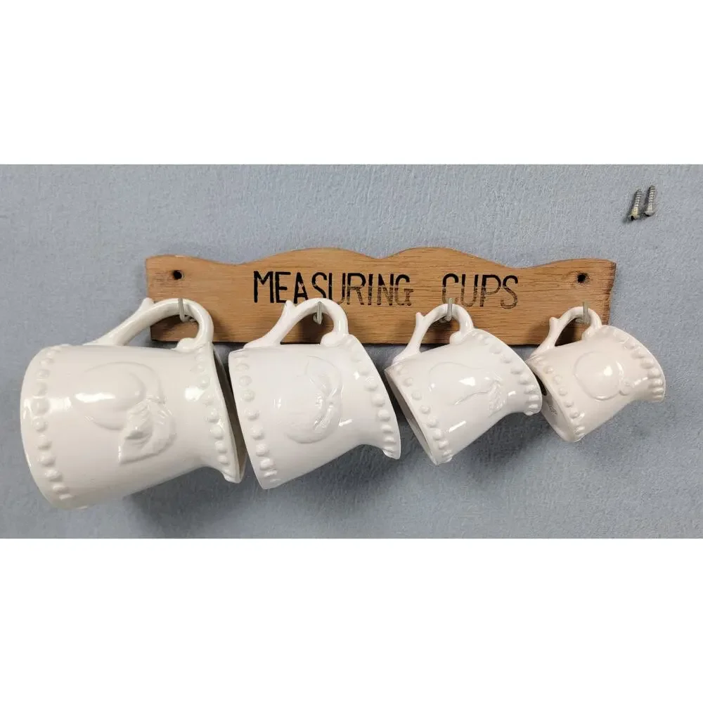 Vintage Japan Ceramic Fruit Measuring Cups Wall Rack Farmhouse Decor